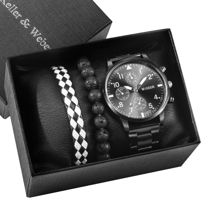 Kit Relógio Masculino + Pulseira Black Diamond Modelo 0 6 00012021