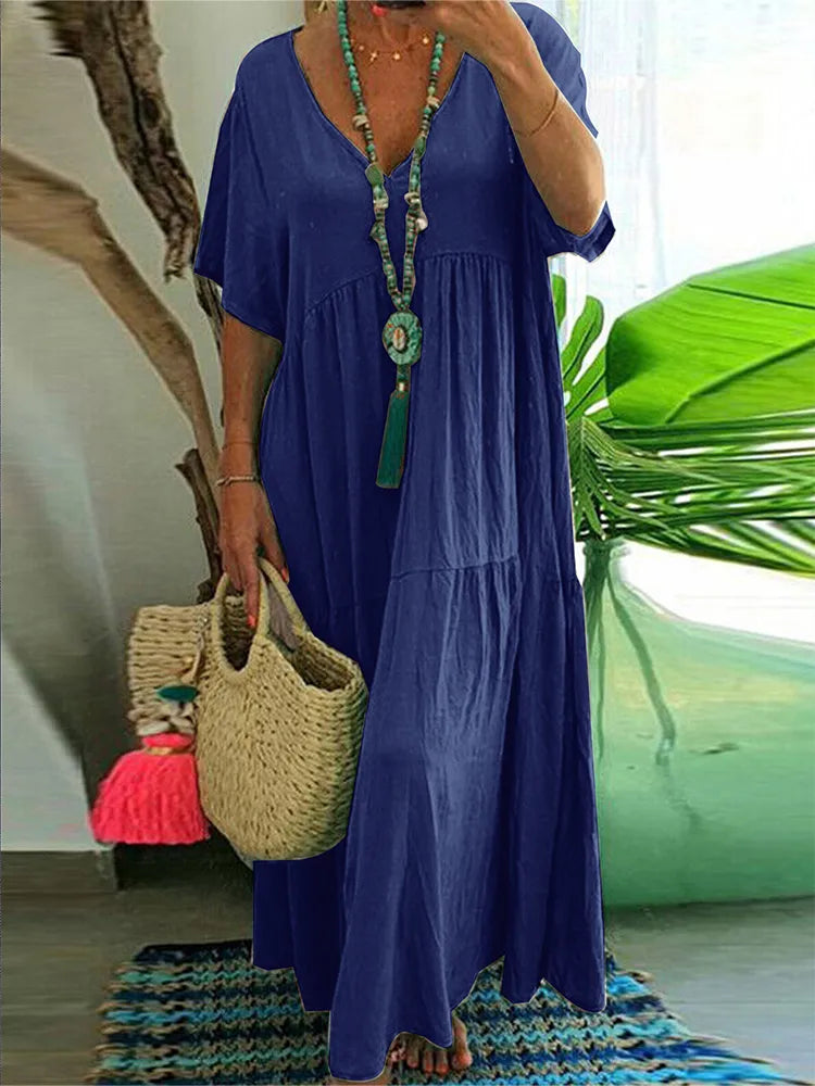 Vestido Plus Size Midi Plissado Coleção 2024