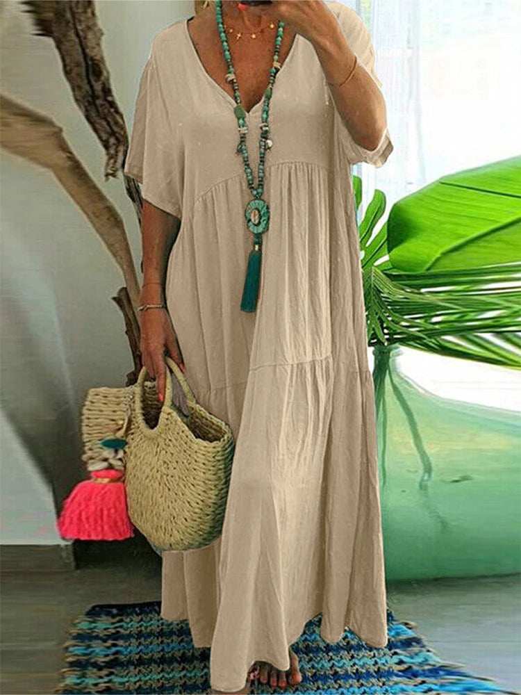 Vestido Plus Size Midi Plissado Coleção 2024