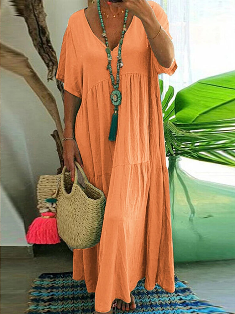 Vestido Plus Size Midi Plissado Coleção 2024