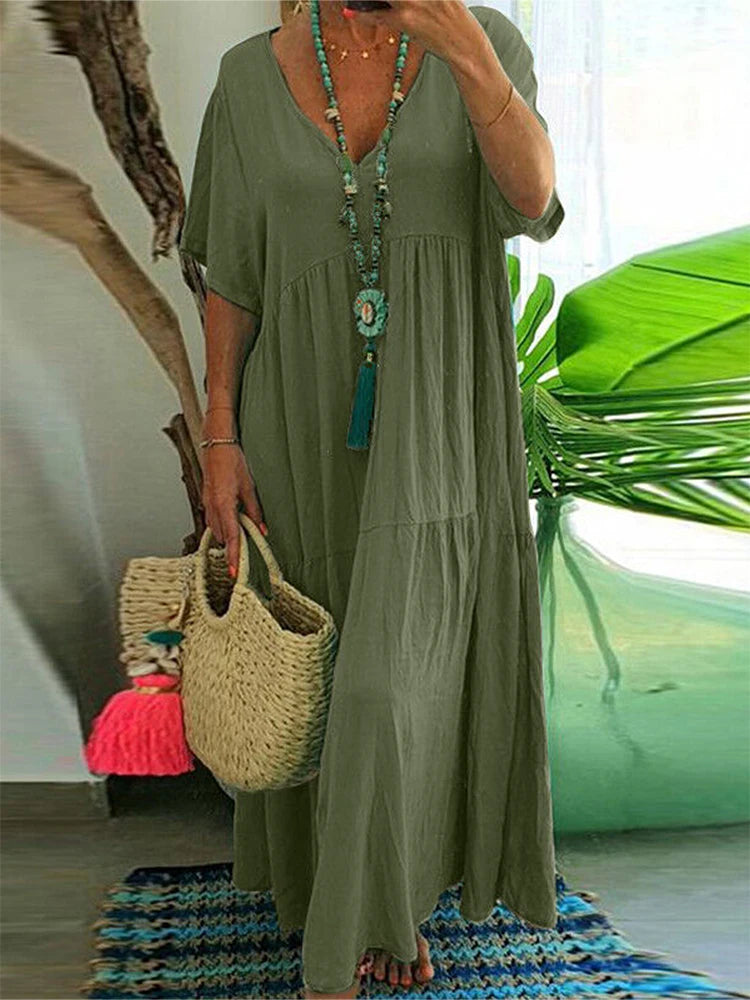 Vestido Plus Size Midi Plissado Coleção 2024