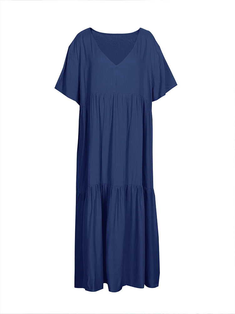 Vestido Plus Size Midi Plissado Coleção 2024