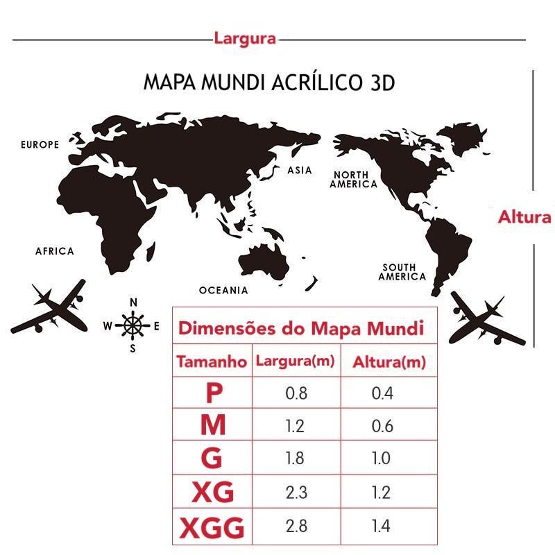 Mapa Mundi para Parede em Acrílico