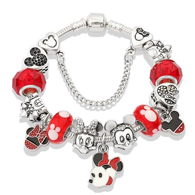 Pulseira com Berloques Mickey e Minnie