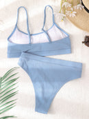 Biquíni Canelado Verão 2023 Cintura Alta Top Alcinha 12 Cores