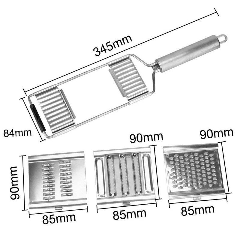 Ralador e Fatiador Manual MultiUso Inox 3 em 1