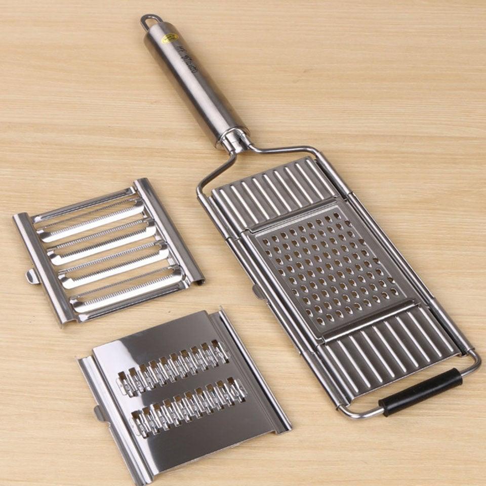 Ralador e Fatiador Manual MultiUso Inox 3 em 1