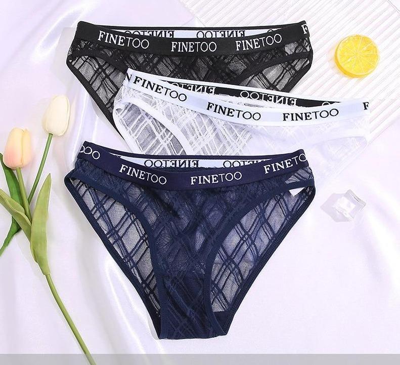 Calcinha de Renda transparente Kit 3PCS - Garotas fashion 