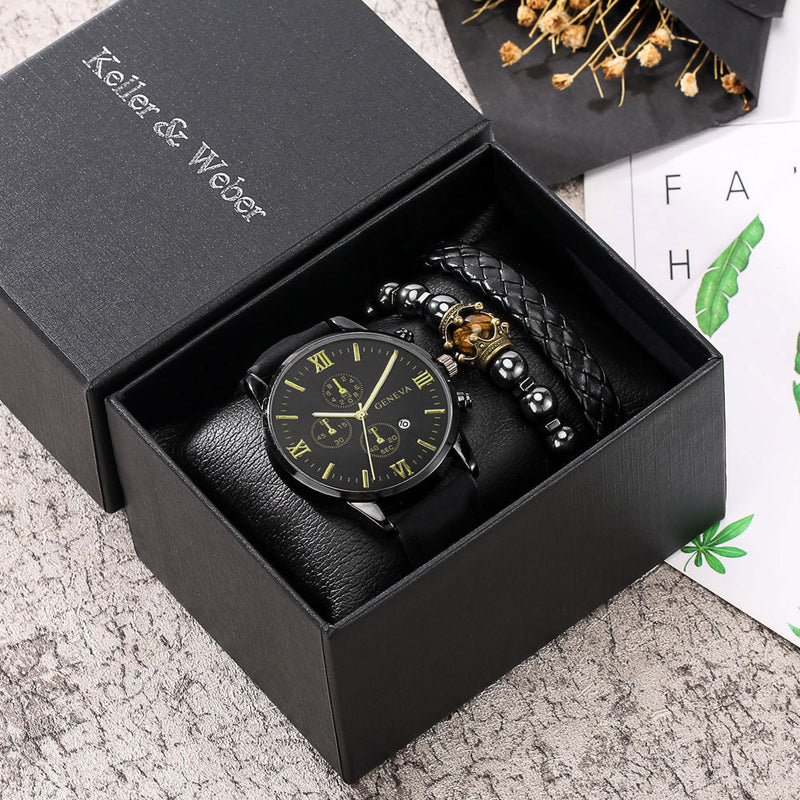 Kit relógio masculino + pulseiras keller&webber
