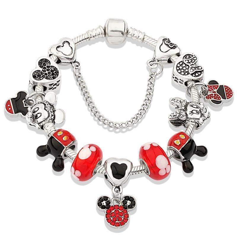 Pulseira com Berloques Mickey e Minnie
