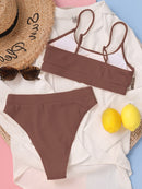 Biquíni Canelado Verão 2023 Cintura Alta Top Alcinha 12 Cores