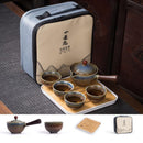 Bule de Cerâmica Chá Giratório 360º Conjunto com Xícaras e Bolsa - Tenda de Ofertas