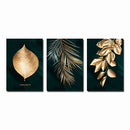 Quadro Decorativo Folhagem Dourado Preto Gold Ouro Sala Luxo Imagem
