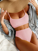 Biquíni Canelado Verão 2023 Cintura Alta Top Alcinha 12 Cores