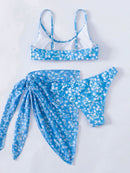 Biquíni Floral Top com Saída de Praia 3 Peças