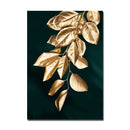 Quadro Decorativo Folhagem Dourado Preto Gold Ouro Sala Luxo Imagem