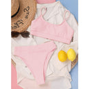 Biquíni Canelado Verão 2023 Cintura Alta Top Alcinha 12 Cores