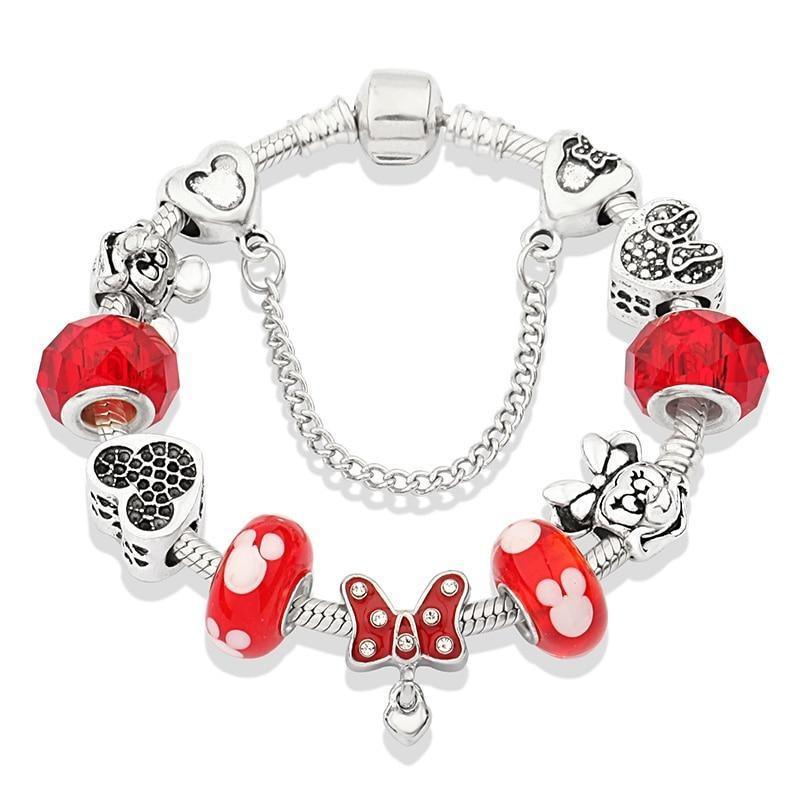 Pulseira com Berloques Mickey e Minnie