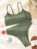 Biquíni Canelado Verão 2023 Cintura Alta Top Alcinha 12 Cores