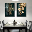 Quadro Decorativo Folhagem Dourado Preto Gold Ouro Sala Luxo Imagem