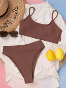 Biquíni Canelado Verão 2023 Cintura Alta Top Alcinha 12 Cores