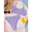 Biquíni Canelado Verão 2023 Cintura Alta Top Alcinha 12 Cores