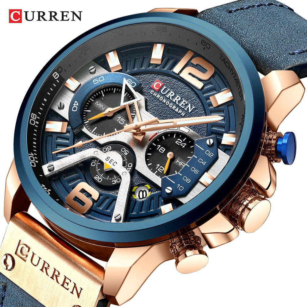 Relógio masculino curren 8329 chronograph