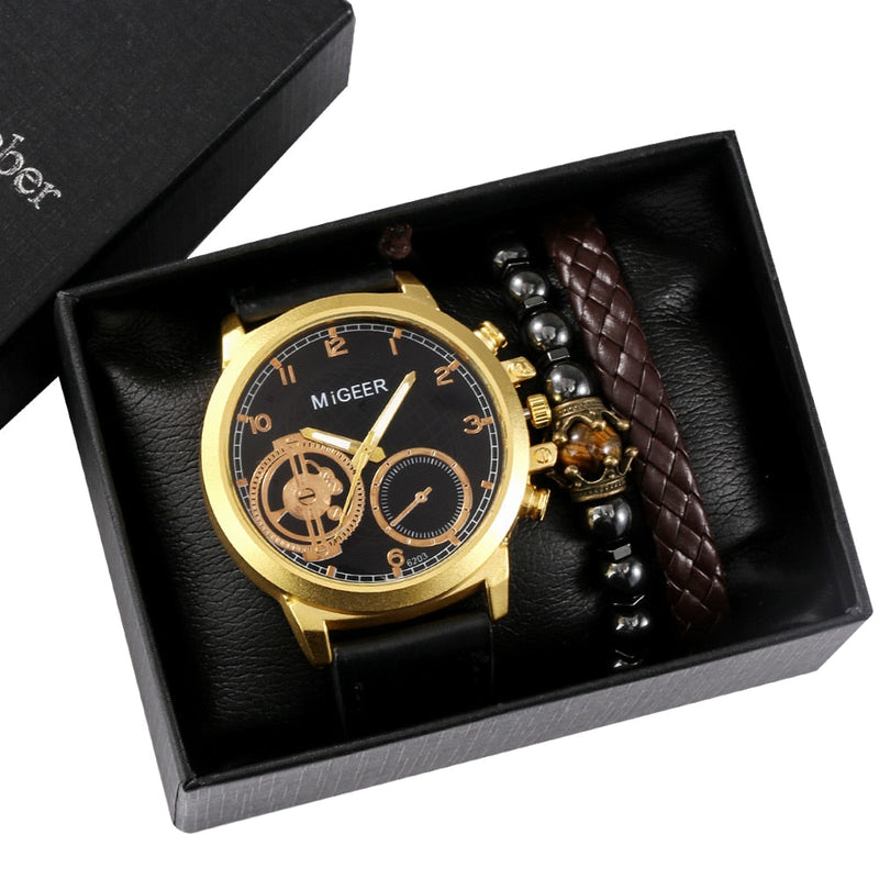 Kit relógio masculino + pulseiras keller&webber