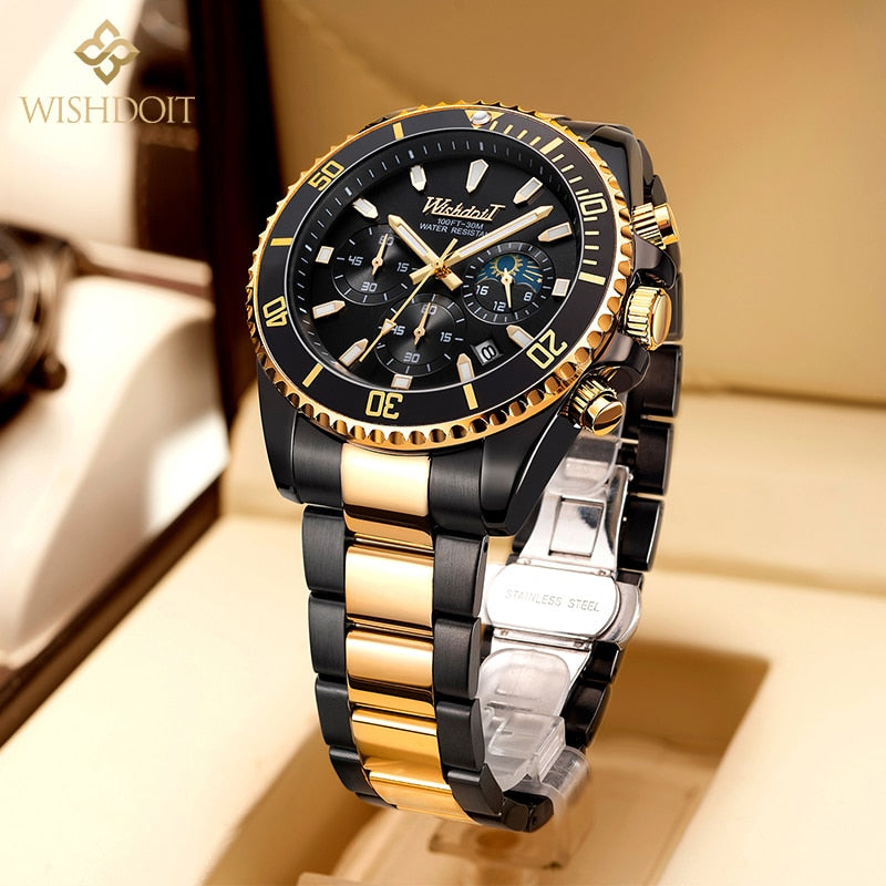 Relógio masculino de luxo preto