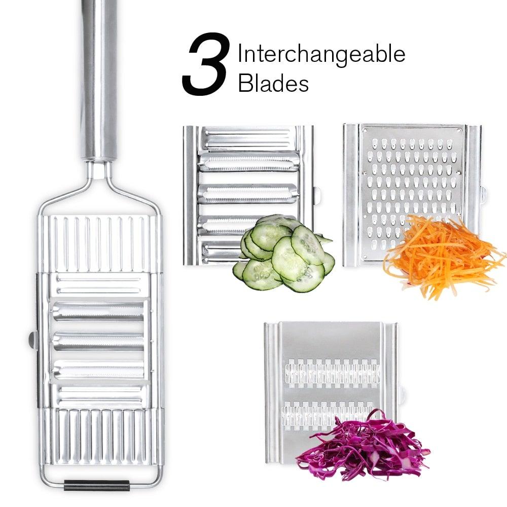 Ralador e Fatiador Manual MultiUso Inox 3 em 1 - Tenda de Ofertas