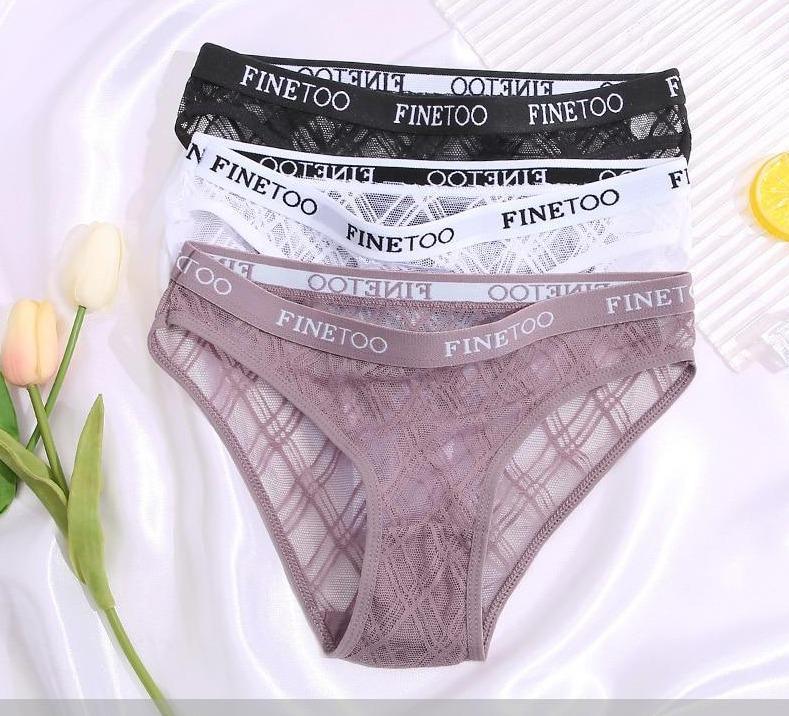 Calcinha de Renda transparente Kit 3PCS - Garotas fashion 
