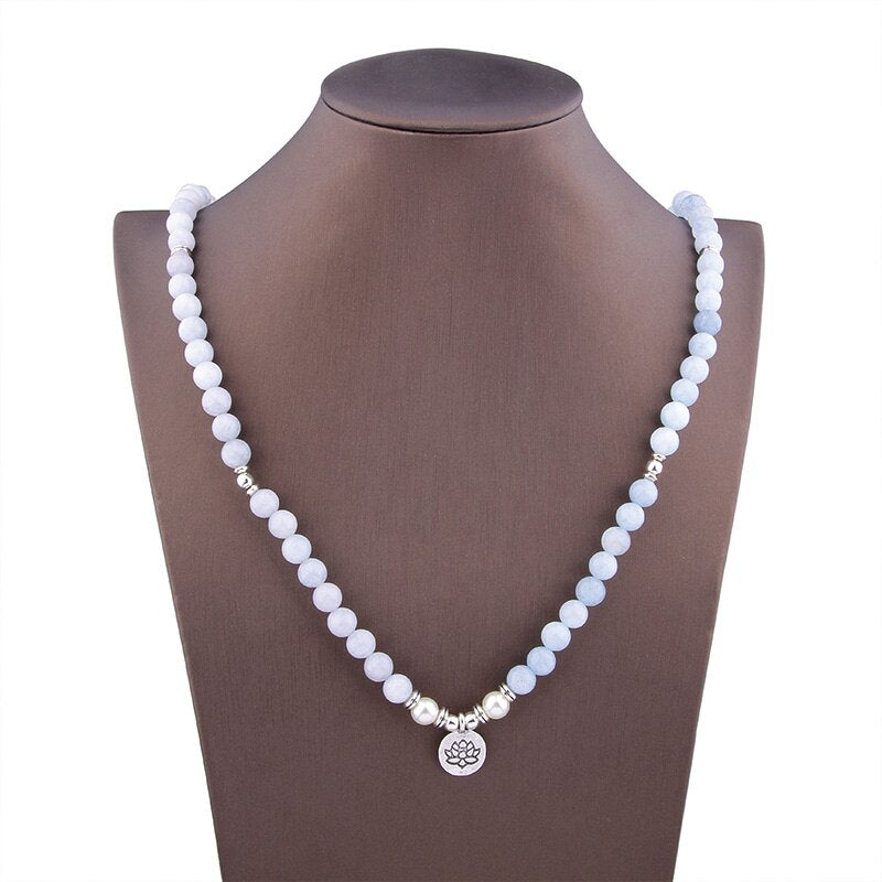 Colar ou Pulseira Lótus - Pedra Aquamarine