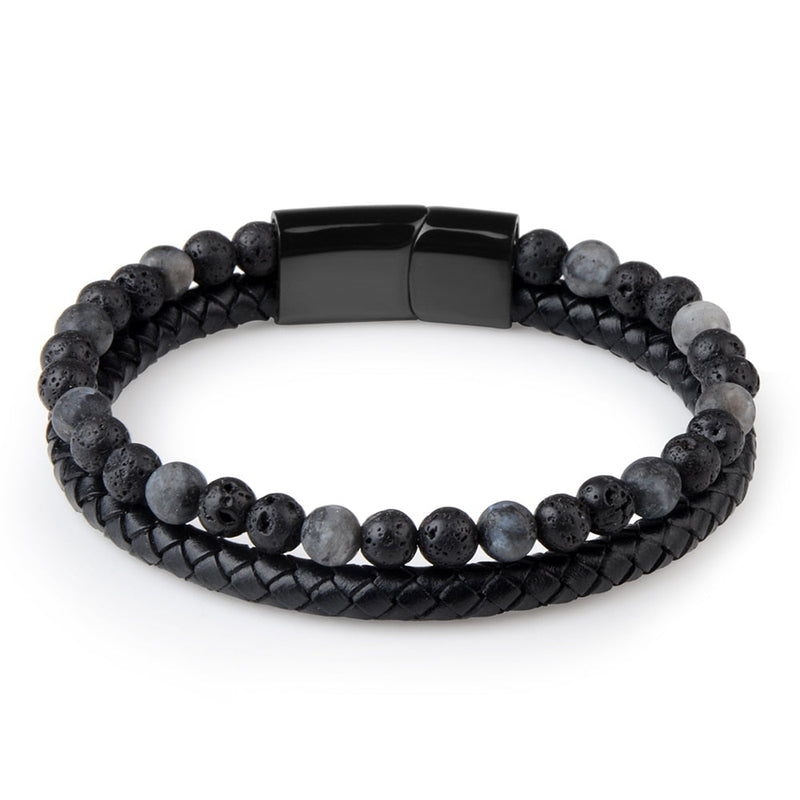 Pulseira masculina de couro trançado