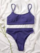 Biquíni Canelado Verão 2023 Cintura Alta Top Alcinha 12 Cores