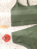 Biquíni Canelado Verão 2023 Cintura Alta Top Alcinha 12 Cores