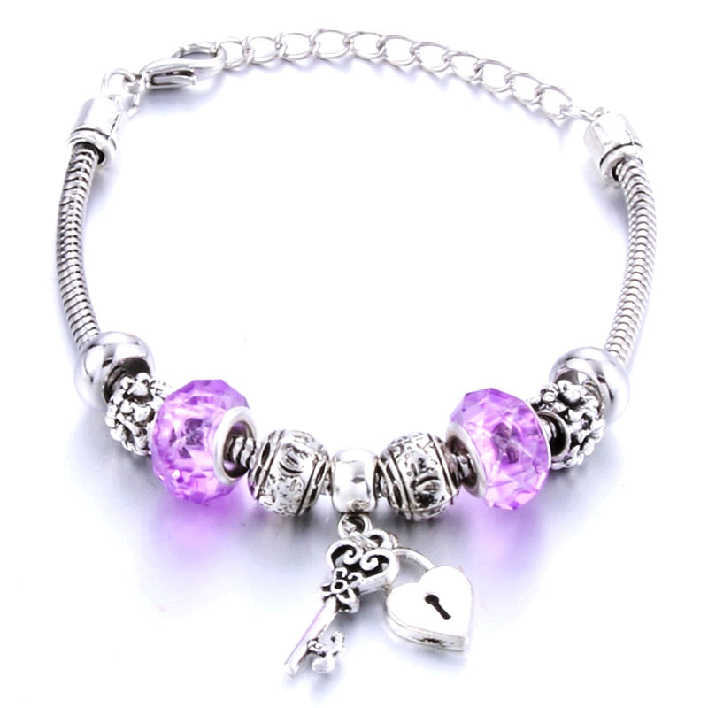 Pulseira feminina berloques metal 925