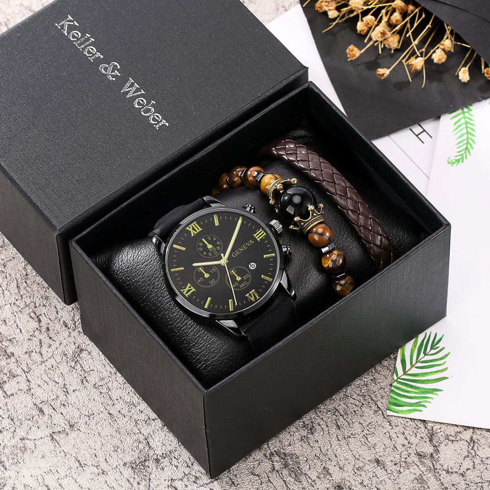 Kit relógio masculino + pulseiras keller&webber