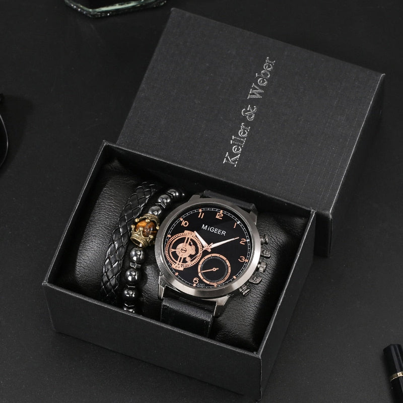 Kit relógio masculino + pulseiras keller&webber
