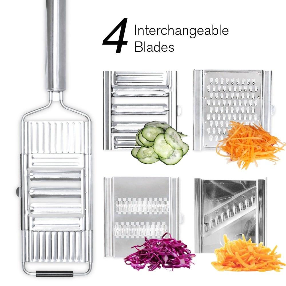 Ralador e Fatiador Manual MultiUso Inox 3 em 1 - Tenda de Ofertas