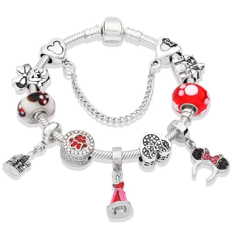 Pulseira com Berloques Mickey e Minnie
