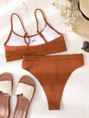 Biquíni Canelado Verão 2023 Cintura Alta Top Alcinha 12 Cores