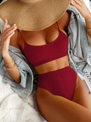 Biquíni Canelado Verão 2023 Cintura Alta Top Alcinha 12 Cores