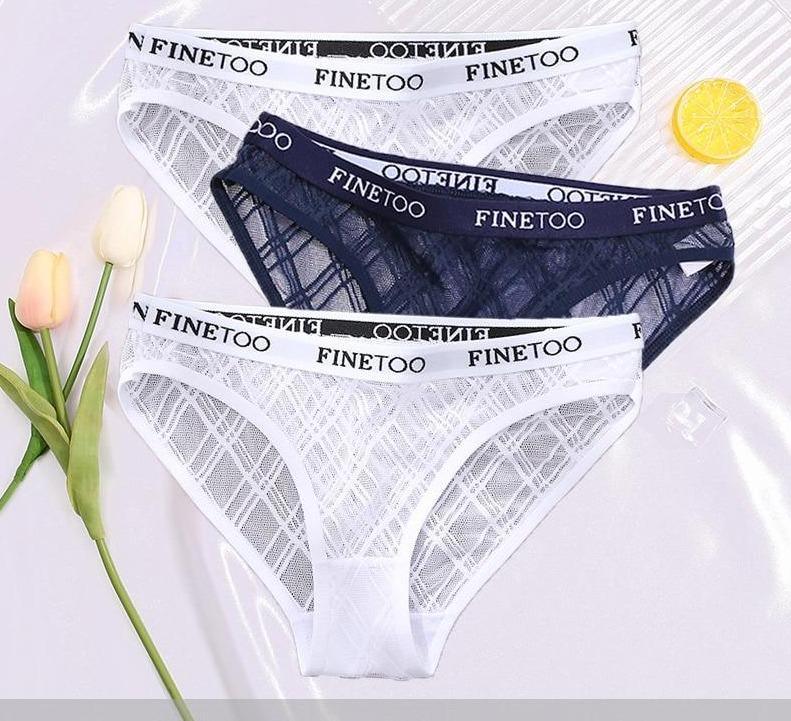 Calcinha de Renda transparente Kit 3PCS - Garotas fashion 