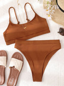 Biquíni Canelado Verão 2023 Cintura Alta Top Alcinha 12 Cores