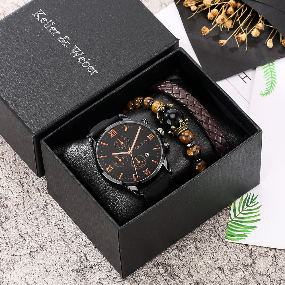 Kit relógio masculino + pulseiras keller&webber