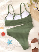 Biquíni Canelado Verão 2023 Cintura Alta Top Alcinha 12 Cores