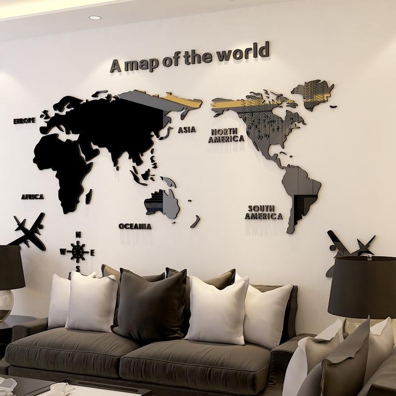 Mapa Mundi para Parede em Acrílico
