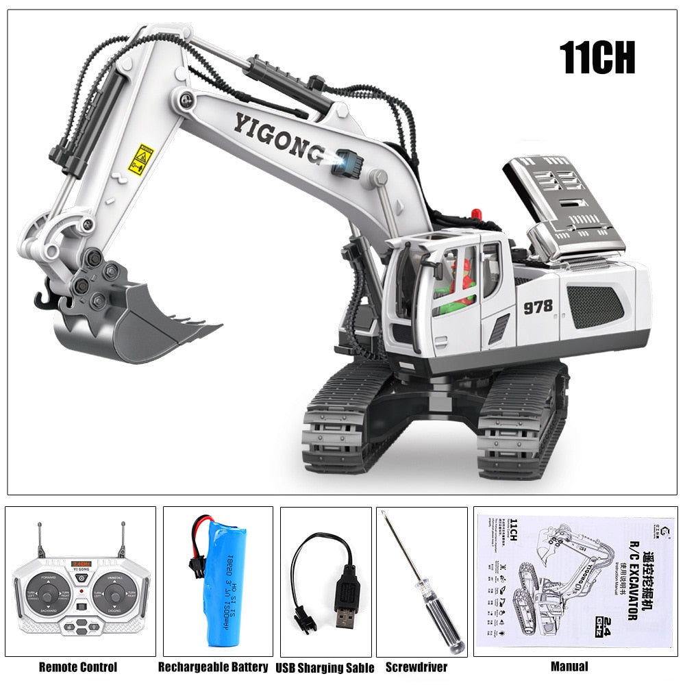 Carro Escavadeira RC Elétrico com Controle Remoto