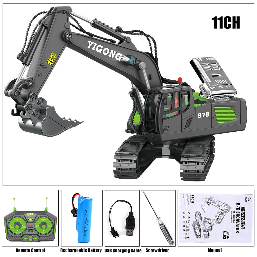 Carro Escavadeira RC Elétrico com Controle Remoto