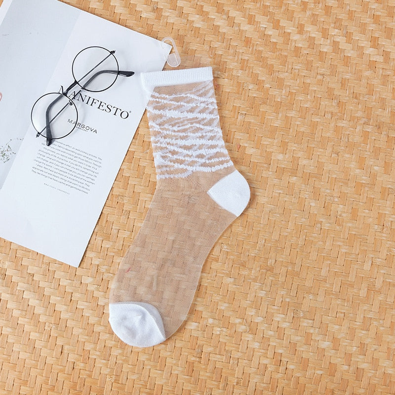 Meia Sexy Lace Women Ultra-thin Transparente